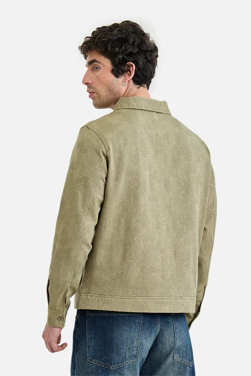 SNITCH Green Zipper Lapel Collar Regular Fit Textured Jacket for Men | Best Price UAE